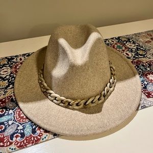 Wool taupe winter hat